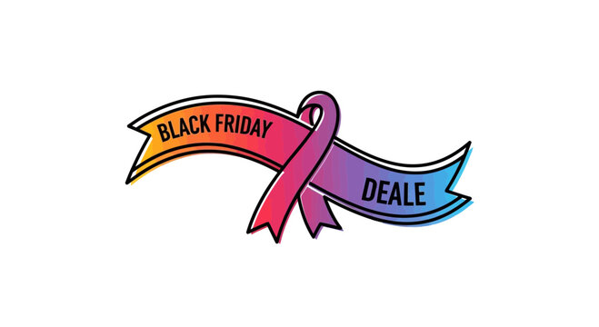 Black Friday Sale Ribbon with Gradient Colors - Special Offer Announcement