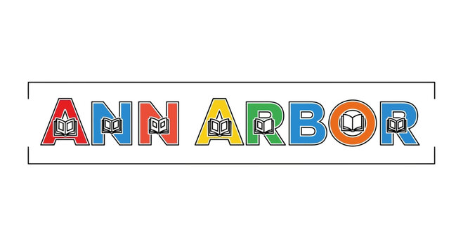 Ann Arbor City Logo with Books, Education, Knowledge, Michigan, USA