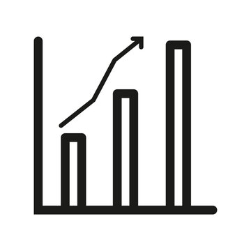 Rising Growth Bar Chart with Upward Arrow Trend in Minimalist Style