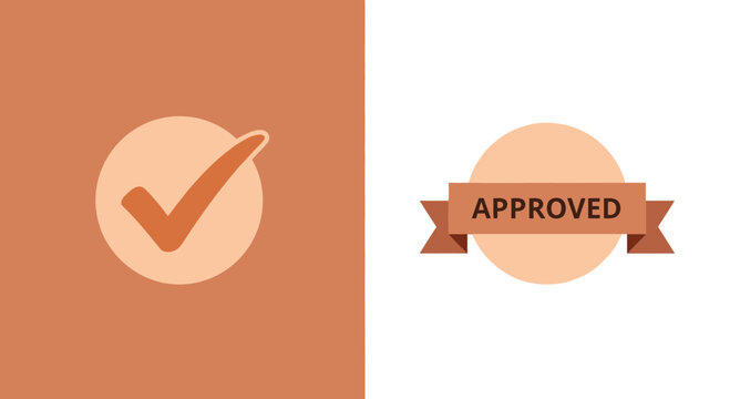 Approved Stamp and Check Mark Symbol, Business Approval and Confirmation Concept