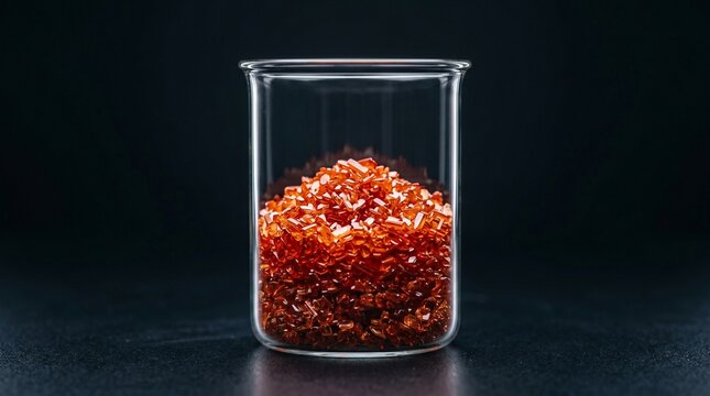 Potassium Dichromate Orange Crystals in Unmarked Glass Beaker - Scientific Research 