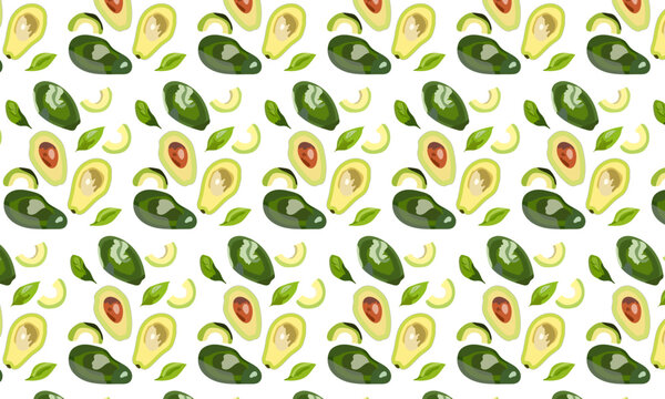 Seamless avocado fruit pattern background.