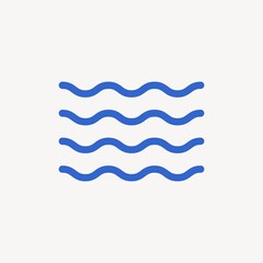 Fototapeta premium Simple blue wavy lines on a white background, minimalist design.