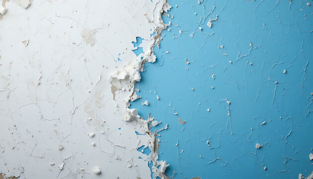 Peeling white and blue paint on a wall, chipped surface peeling paint chipped paint white paint