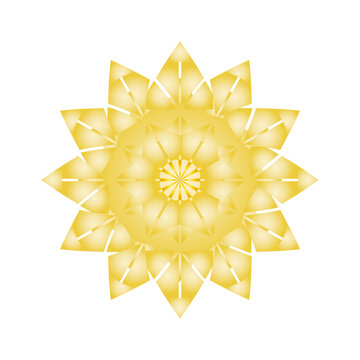 Gold Sunflower Mandala | Multi-Layer Petal Geometric Flower Vector | Transparent Background Icon | Wellness Spiritual Beauty Brand Design