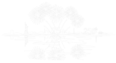 Cityscape Fireworks Reflection © Vector