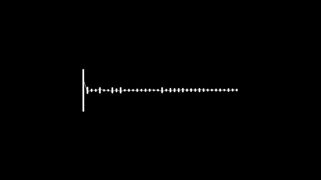 White Line Audio Wave Visualization on Transparent Background; Audio Waveform Spectrum Animation, 4K Digital Voice Record Effect, Minimalist Sound Frequency Equalizer