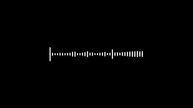 White Line Audio Wave Visualization on Transparent Background; Audio Waveform Spectrum Animation, 4K Digital Voice Record Effect, Minimalist Sound Frequency Equalizer