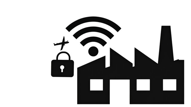 Smart factory icon with wireless signal symbol modern industrial building outline - Line and glyph icon and logo - Vector icon symbol for website - Icon vector
