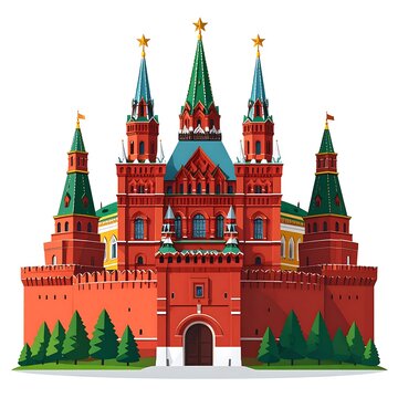 Red brick gothic style castle with pointed towers.