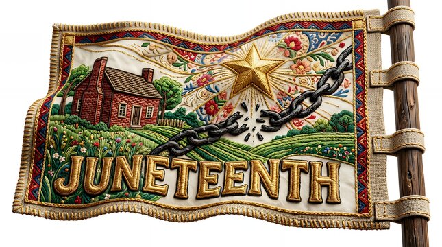 Juneteenth Flag with Broken Chain