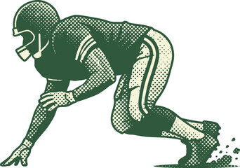 Fototapeta premium American football player in threepoint stance