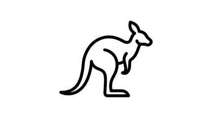 Fototapeta premium Simple line art icon of a kangaroo, isolated on white background, vector graphic.