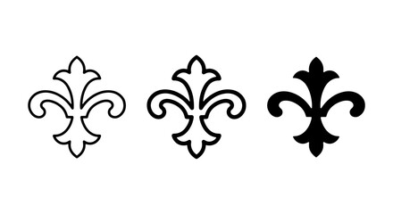 Fleur de Lis Vector Icons: Ornate Decorative Elements, Classic Heraldic Symbols, Elegant Vintage Motifs, Black and White Design Assets © Shawon
