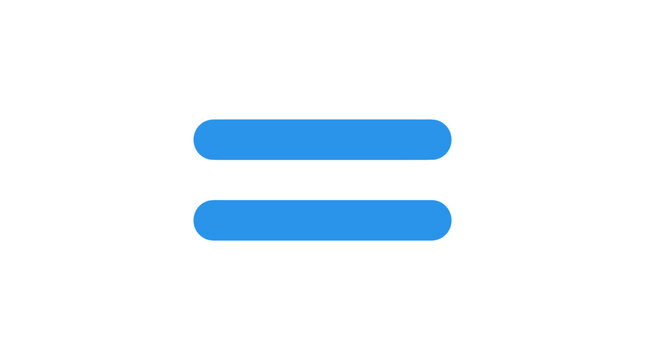 Two blue rounded bars equal sign symbol on white background