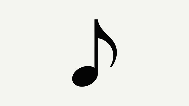Single Black Eighth Note Symbol on White Background, Music Notation Element