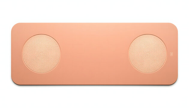 Peach wireless charging pad dual device station isolated on white background