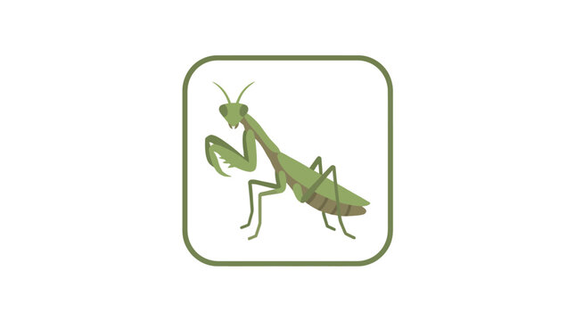 Green Praying Mantis Insect Icon, Vector Illustration