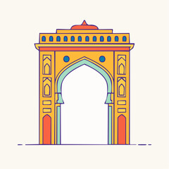 Fototapeta premium Stylized Indian Archway Illustration