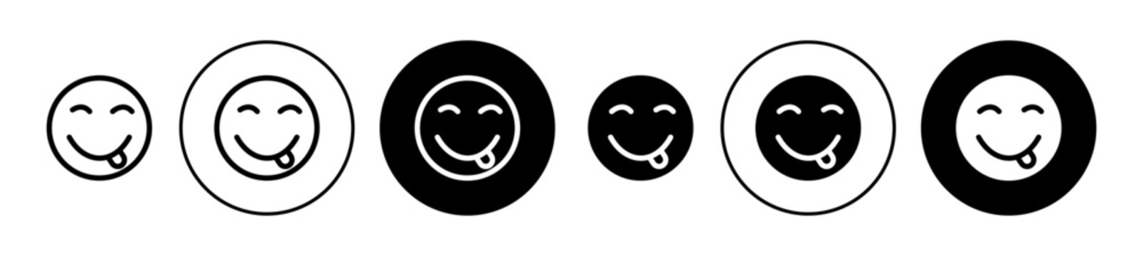 Savoring Food Emoji icons set in black and blue colors on white background