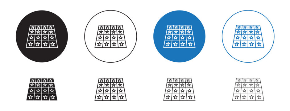 Tiles icons set in black and blue colors on white background