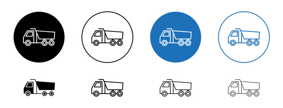 Tipper icons set in black and blue colors on white background