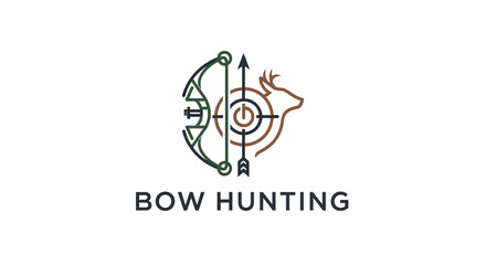 Fototapeta premium Deer Hunting Logo with Bow and Arrow on Target