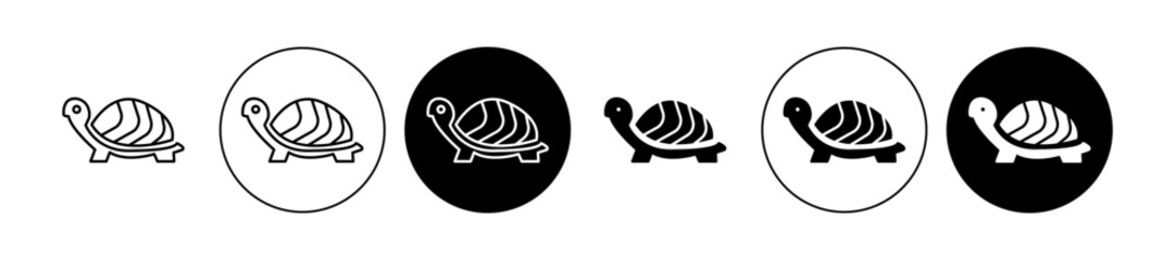 Fototapeta premium Turtle icons set in black and blue colors on white background