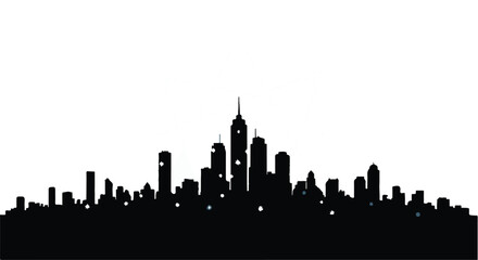 Obraz premium Modern city skyline silhouette at night with glowing lights