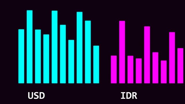 Dynamic bar chart animation comparing usd and idr currencies