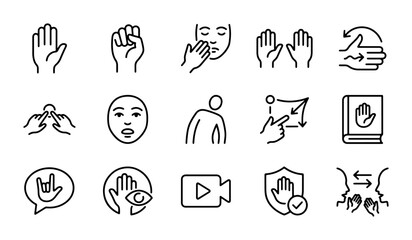 Gesture Icons Set: Hand Signals, Body Language, Communication Symbols, Vector Graphics © Rajib