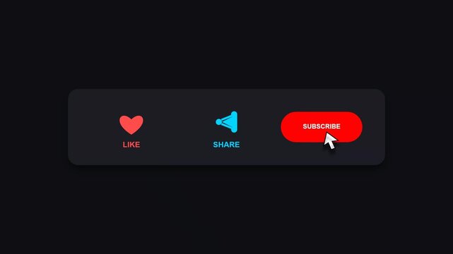 Cursor clicking like share and subscribe buttons on dark interface