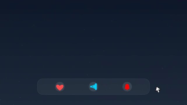 Interactive social media buttons for like share and subscribe