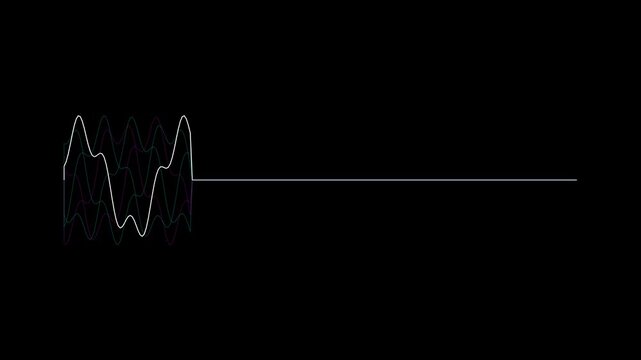 White digital waveform pulsing and flatlining on black background