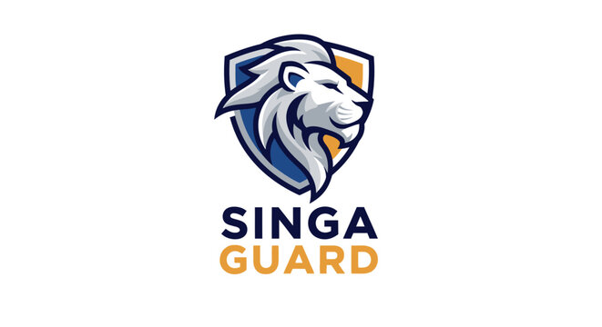 Lion Head Shield Logo - Singa Guard Security Brand Identity