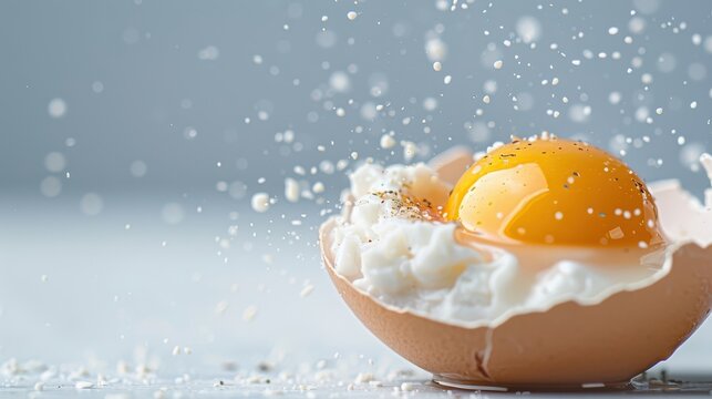 A close-up of a duck egg with a creamy yolk and firm white.