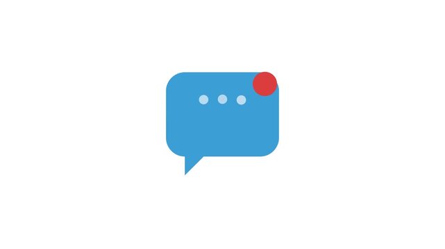 Blue chat bubble icon with red notification badge and typing dots