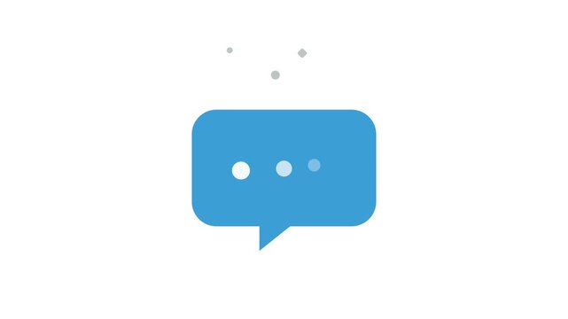 Blue speech bubble icon with animated typing indicator dots