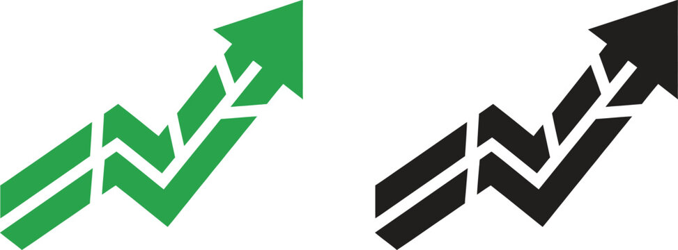 Green and black rising trend arrows showing business growth and financial success