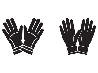 Obraz premium Gloves icon set with two pairs of black working gloves on white background for safety and protection concepts