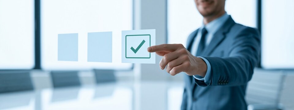 Professional select check mark, choose correct option, data entry confirmation