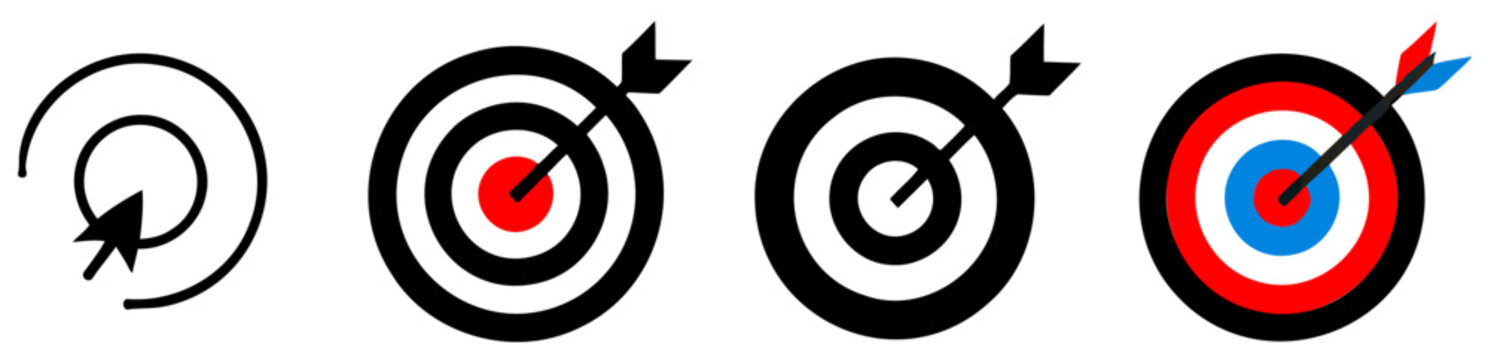 Colorful Target Arrows Hitting Bullseye on Transparent Background for Precision and Competition