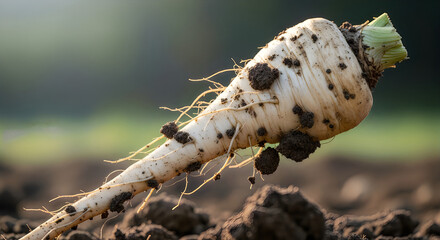 Fototapeta premium Organic Parsnip Harvest from Garden