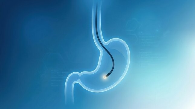 Endoscopy procedure visualizing the inside of the human stomach with a camera