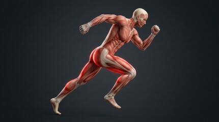 Fototapeta premium Anatomical illustration of a runner's musculature in motion