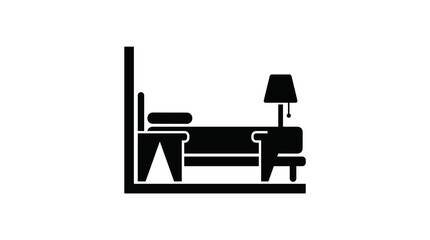 Fototapeta premium Minimalist Bedroom Bed Icon Set
