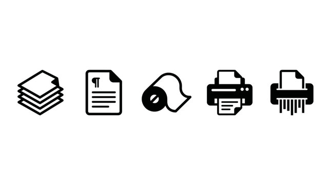 Minimalist Paper and Printing Icon Set