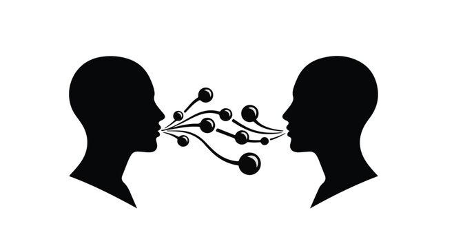 Abstract concept of communication and connection between two silhouetted heads