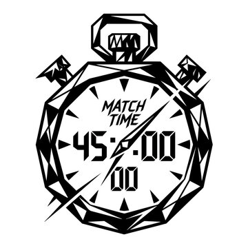 Stopwatch icon, black outline, white background, vector Illustration