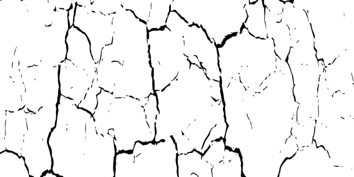 Crack seamless pattern. Repeating crackle texture. Black stone effect on white background.